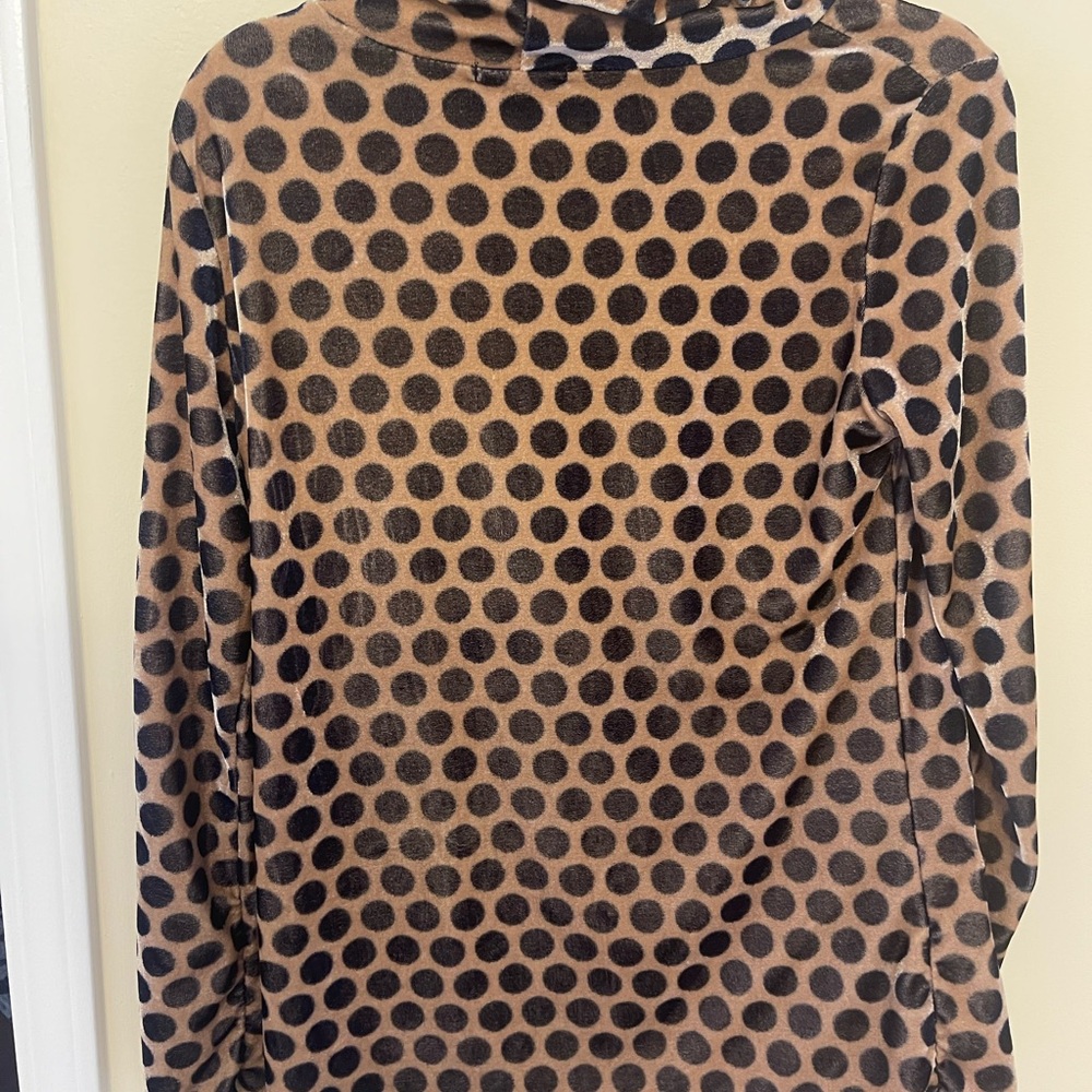 Brown and Black Polka Dot Long Sleeve Top